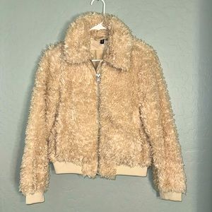 H&M cream neutral teddy coat size XS